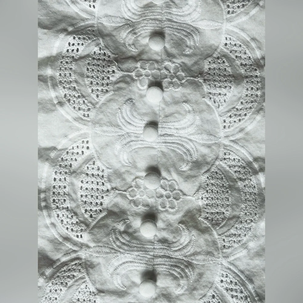 Lace Inset Embroidered Cotton Top - Picture 4 of 8